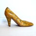 RESERVED: Vintage size 6.5 High Heels Mustard Yellow Pumps Colorful Shoes Summer Fashion Office Fashion