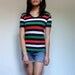 Striped Tee 70s Tshirt Tomboy Ringer Tee Summer Fashion - Extra Small. Small XS/ S