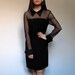 Black Collar Dress Sheer Vintage Party 80s Cocktail M/ L