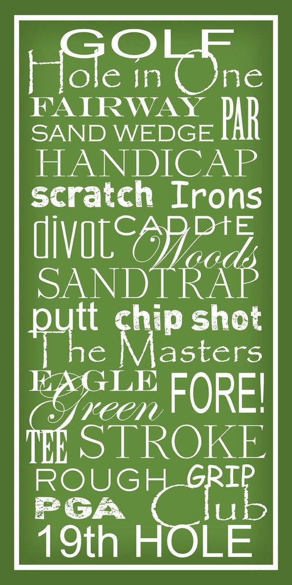 Items similar to Golf Terms - Subway Sign Art Typography Print 10x20 on