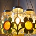 UpCycled ReCycled Spring Daisy Orange and Yellow Stained Glass Ball Mason Jar Basket Chandelier Hanging Pendant Lighting Fixture