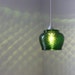 Emerald Green Glass Hanging Pendant Lamp - UpCycled OOAK BootsNGus Lighting Fixture Featuring a Vintage E.O. Brody Co. Fish Scale Vase Bowl