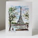 Paris - La Tour Eiffel - vintage 1950's watercolor art print - ready to frame