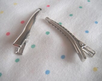 Silver Alligator Metal Hair Clips, 45 mm Wide (12)