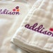 Embroidered Name and Flowers Personalized Onesie and Burp Cloth - Long sleeve or Short Sleeve Onesie Available