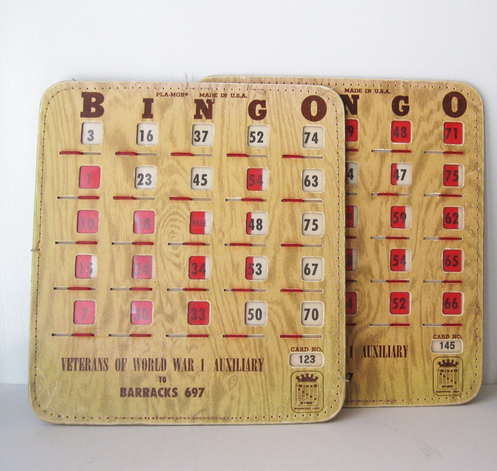 Vintage Bingo Cards with Sliding Windows
