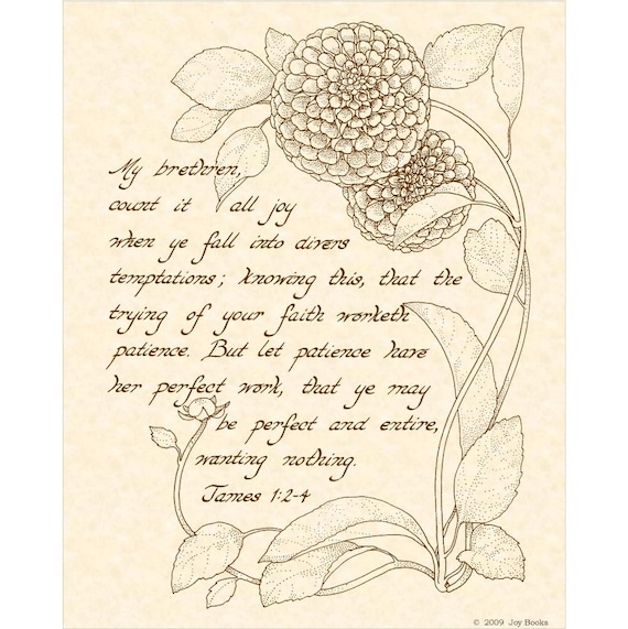 JAMES 124 8 X 10 Hand Written Calligraphy Art by VintageVerses