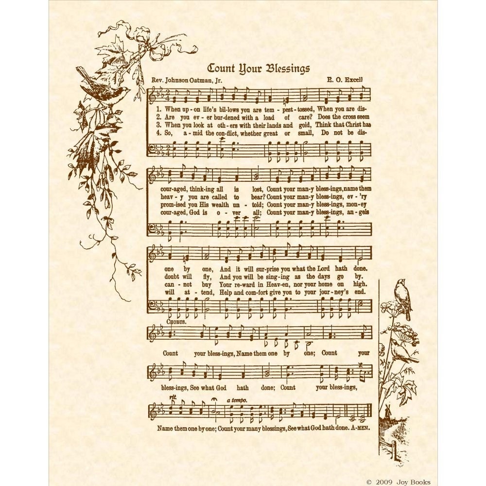 COUNT YOUR BLESSINGS 8 x 10 Antique Hymn Art by VintageVerses