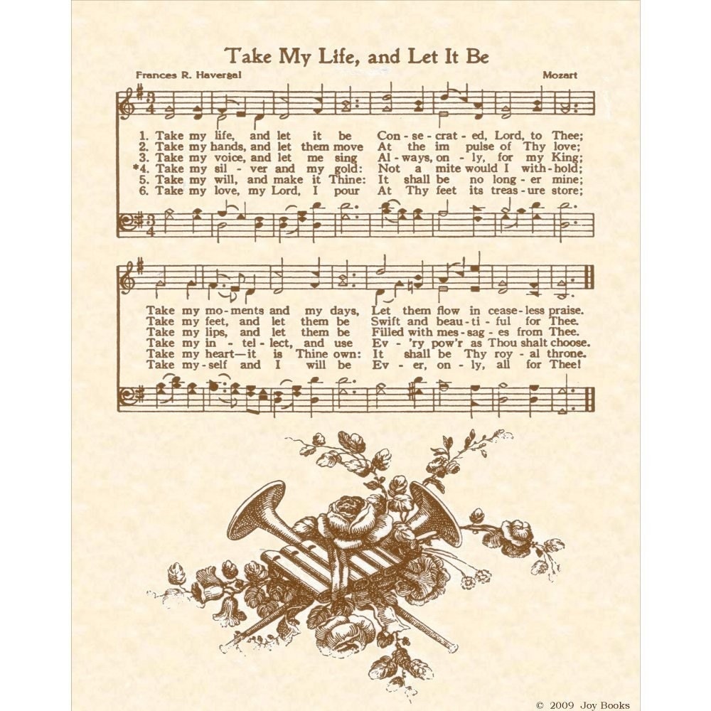 TAKE MY LIFE And Let It Be 8 x 10 Antique Hymn by VintageVerses