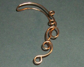 Swirl Vine Ear Wrap, Gold plated Ear Cuff, ear jacket, ear climber, ear jewelry, non pierced