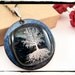 013 Blue and Black Dichroic Fused Tree of Life Pendant Silver Bail no Chain