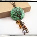 022 Green Distressed Hand Painted Tree of Life Pendant no Chain