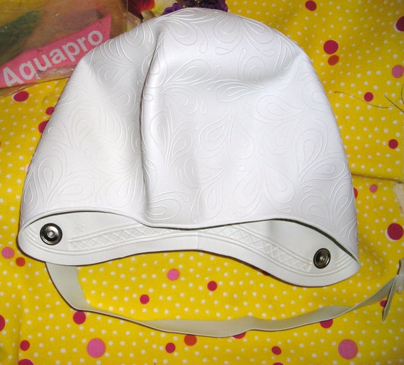 Vintage Bathing Cap White Rubber Aquapro New Old