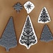 Ornate Christmas Trees and Star Topper - Lot of 3 New UM Rubber Stamps - Cards - ATCs - Domino Art - Scrapbooks - FREE Shipping