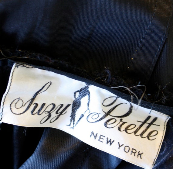 Vintage 50s Suzy Perette Dress Black Gold w Organza Full Skirt
