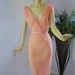 Vintage 50s NightGown Colura Coral Pink Grecian Goddess Sheer Deep Plunging Long Gown