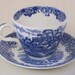 Staffordshire Blue and White Teacup and Saucer England