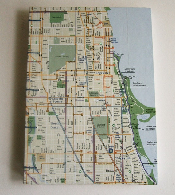 Chicago Bike Map hand bound coptic journal 5x7