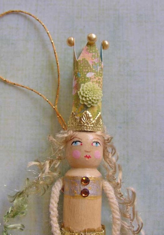 SALE Mermaid Queen Clothespin Doll