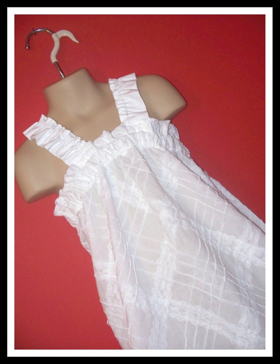 Toddler Dress White on White Cotton and Lace Beach Dress size