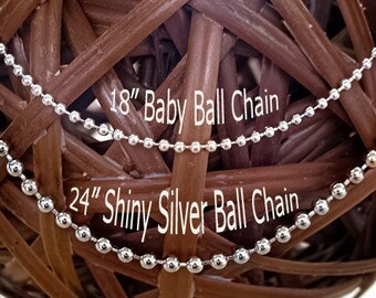 24" Shiny Silver Ball Chain-Ships FREE with any other item