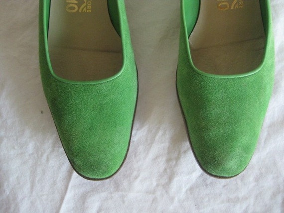 Vintage Ferragamo Lime Green Flats Size 9