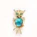 SALE Vintage 1970s Silver & Turquoise Gem Owl Brooch