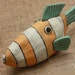 Ceramic Fish. Ceramic Fish Sculpture. EXOTIC TRIGGER FISH. Stripped Yellow Green Ceramic Fish. Home Decor. Hand Built Ceramics Ceramic Art.