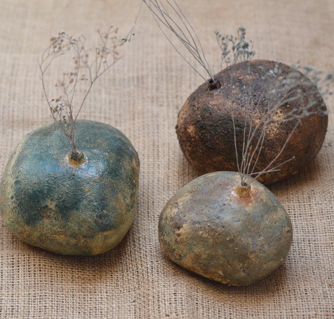 SALE. Beach Stone Ceramic Vases. Zen Stone Vase. by ZenCeramics