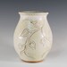 Vase with Vines in White Satin Glaze--Wheel Thrown Stoneware Clay