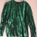 80s New Wave emerald green metallic shirt blouse punk disco art New Romantic foil lame petite