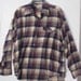 Men's navy red plaid shirt tartan punk western cowboy grunge 80s 44 46 XL Gimbels Nirvana polyester L XL 46 48