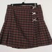 red plaid pleated skirt schoolgirl size 16 boho bohemian punk tartan uniform mini polyester grunge kinderwhore