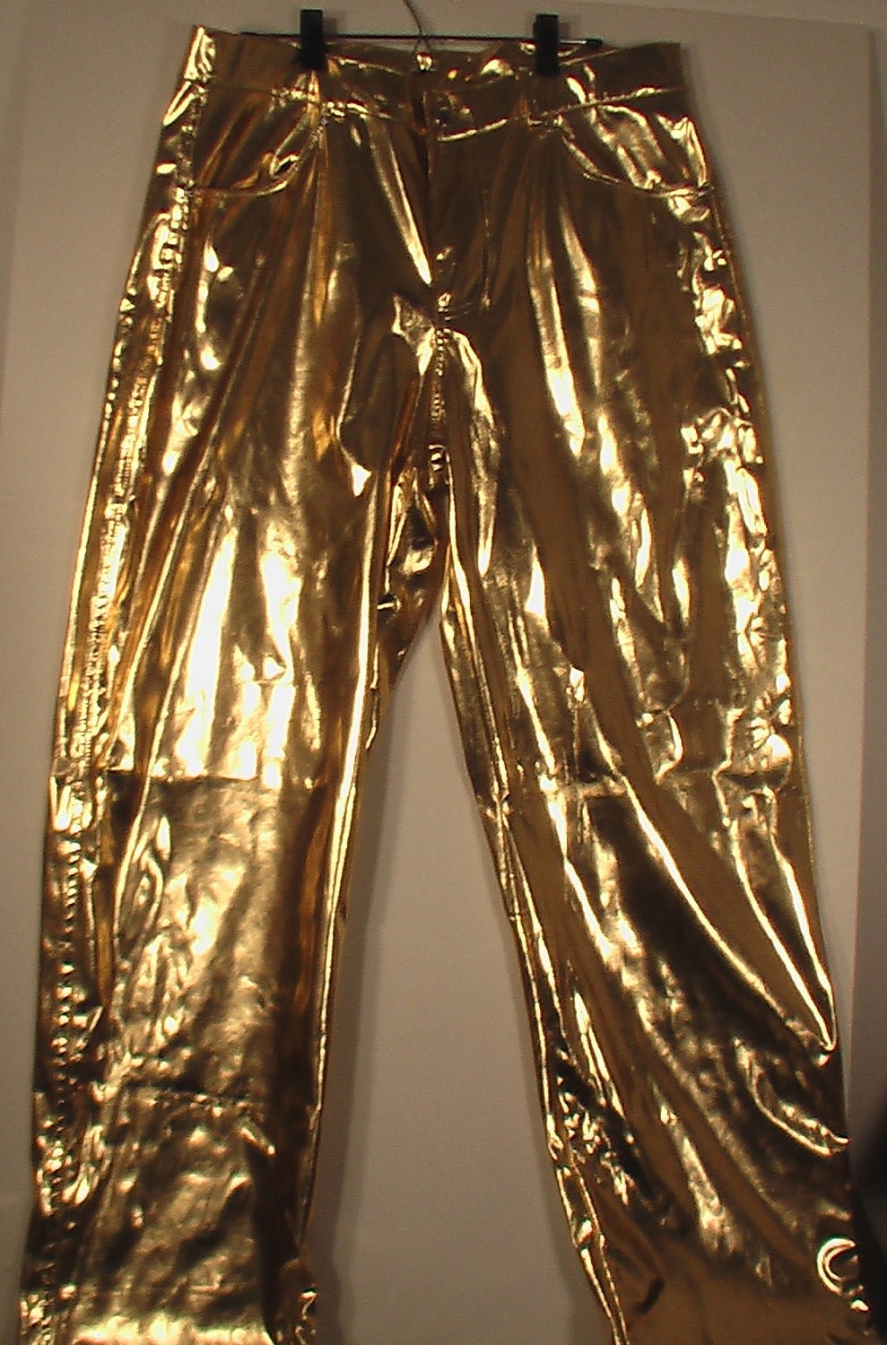 Liquid Solid Gold pants men Studio XTC pvc punk glam 90s rave