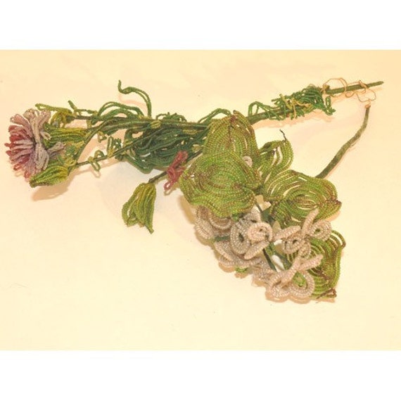 Items similar to Antique Victorian French Beaded Flowers on Etsy