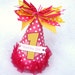 Pink Lemonade Birthday Party Hat in Hot Pink and Yellow Polka Dot