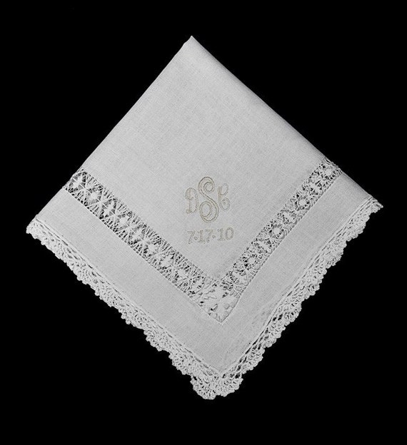 Irish Linen Wedding Handkerchief with embroidered by jfyBride