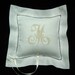 Irish Linen Ring Bearer Pillow with delicate hemstitch Personalized with Single Letter Monogram