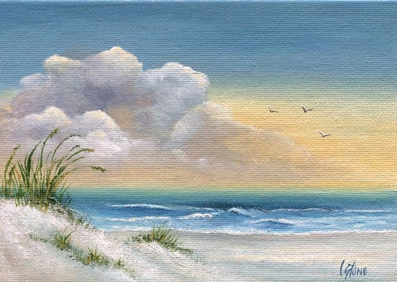 Original Painting Seascape Art on Artist Canvas Panel Ocean