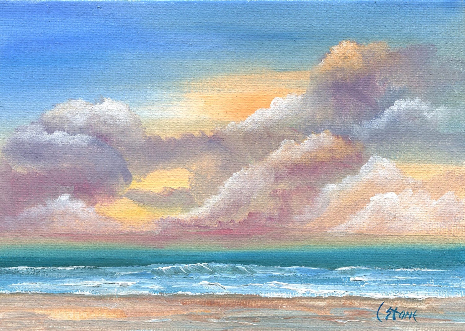 Original Fine Art Seascape Painting on Artist Canvas Panel 5