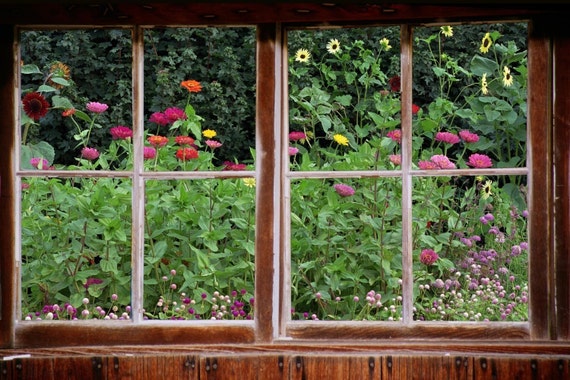 Wall mural window self adhesive garden window view 3 sizes