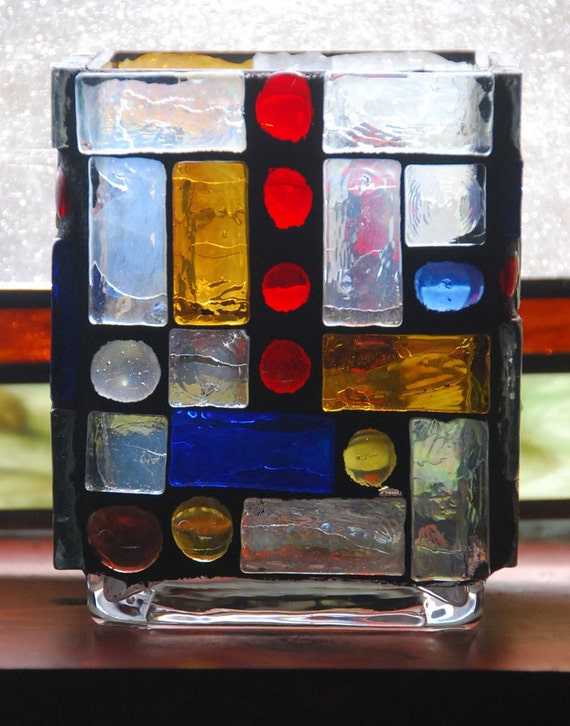 Lantern hurricane lamp stained glass mosaic luminaria