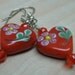 Red heart lampwork bead Earrings sterling silver Hearts are forever treasury item
