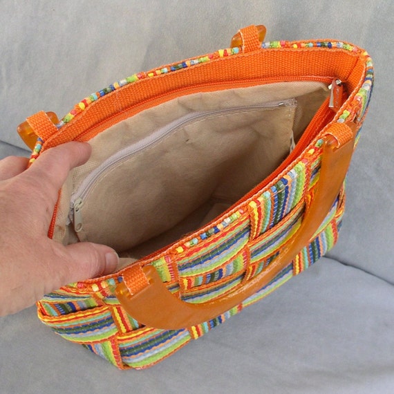 Handbag M G Bertini Multicolored Woven Made in Itaty