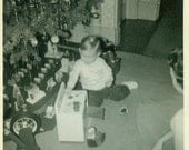 Christmas Morning 1956 Little Girl Playing With Toy Stove Under Christmas Tree Showing Train Set Under Le Anne At Grandma's Photo Snapshot