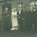 Vintage 1926 German Wedding Photo Husband Wife Wedding Dress Long Veil Military Officer Uniform German Shepard Dog RPPC 1920s Germany
