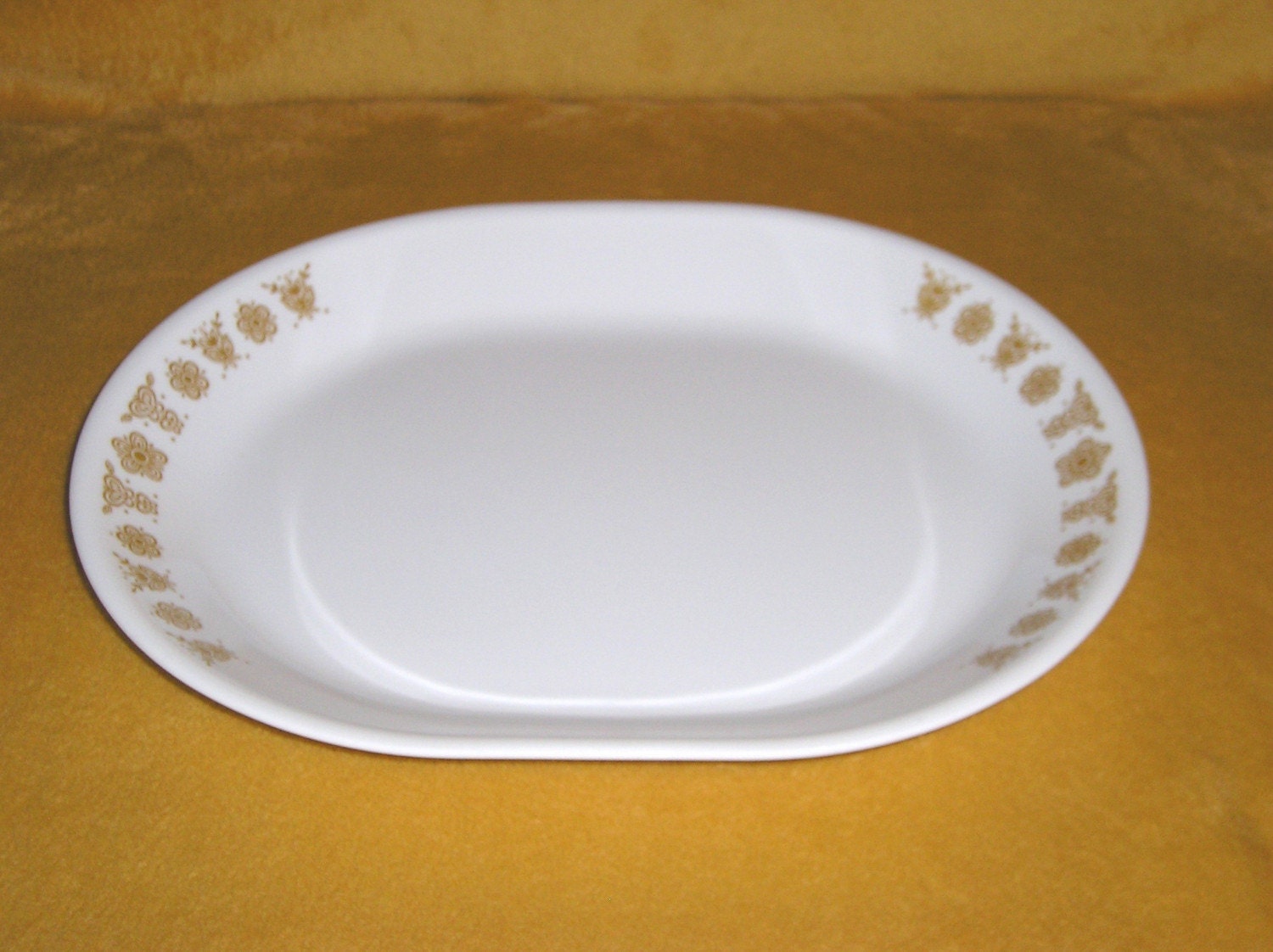 Vintage Corelle Gold Butterfly Serving Platter 12 x 10 Inch Serving Dish, Pyrex Pattern Haute