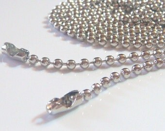 100 Ball Chain Necklaces... Silver Plated... 2.4mm... 24 inch.... Great for Scrabble Tiles,Glass Tile Pendant,Bottle Caps and more......