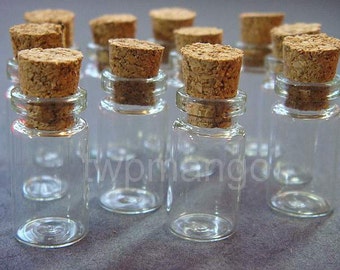 50 Glass Bottles Vials with Corks... 1ml...Mini Bottles......1ml-50