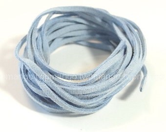 3 Yards Faux Suede Cord Leather Lace...light blue...3mm x 1mm...N45-4